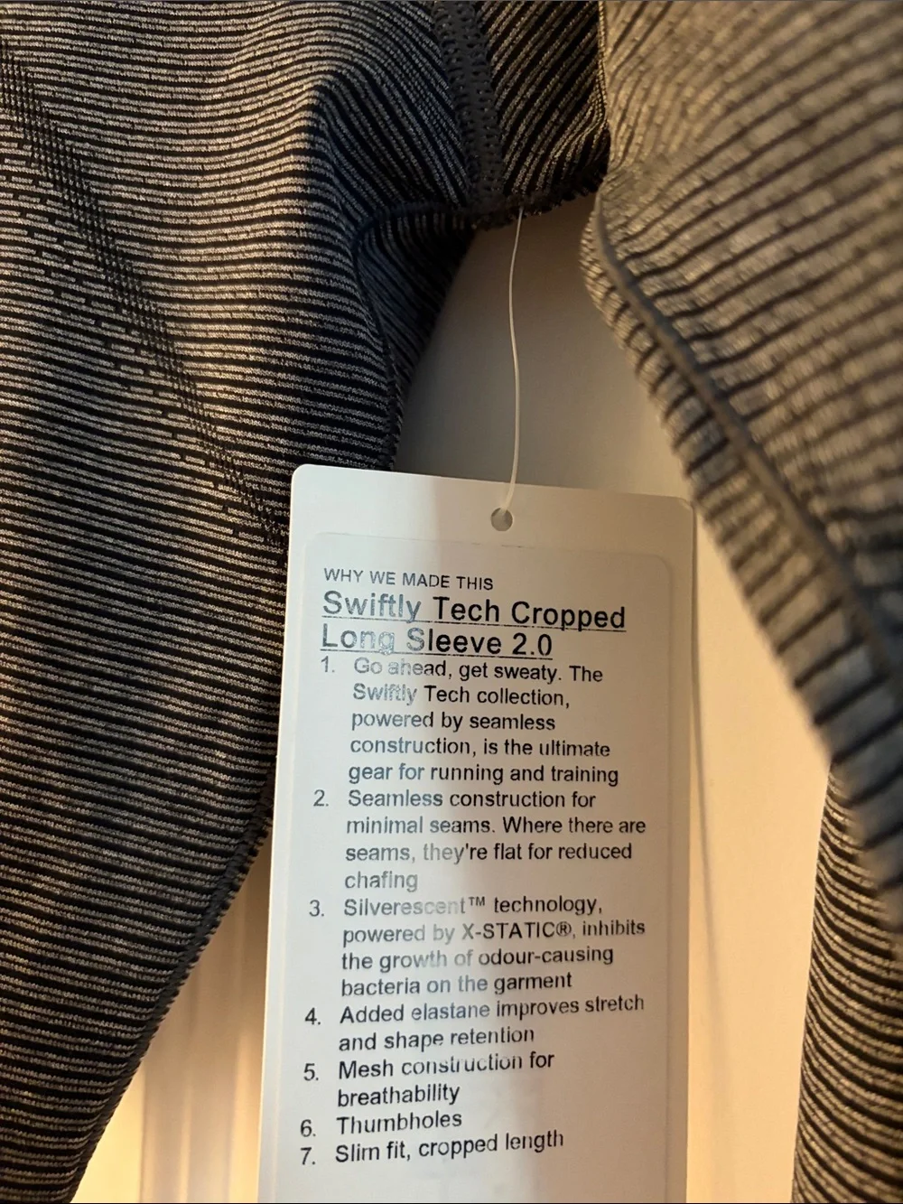 Lululemon Swiftly Tech Cropped Ribbed Long-Sleeve Top - Black/Gray